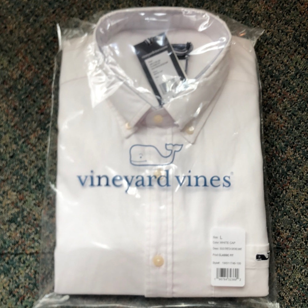 Vineyard vines new white solid stretch oxford Shirt Classic Fit L